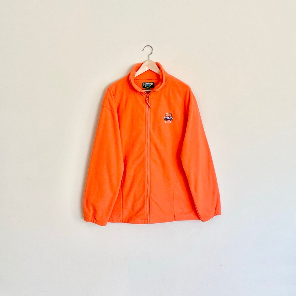 University of Illinois Full Zip Neon Orange Fleece Jacket Men’s size XL